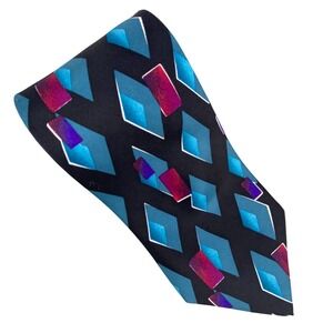 Bardelli Roma Tie Mens Black Blue Geometric‎ Graphic Silk Italy Abstract 57x4